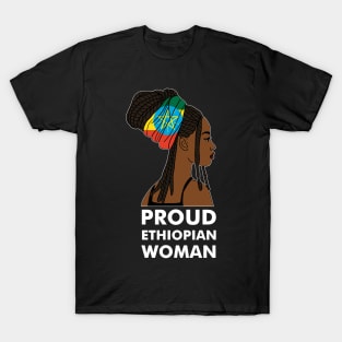 Proud Ethiopian Woman, Ethiopia Flag, Afro African T-Shirt